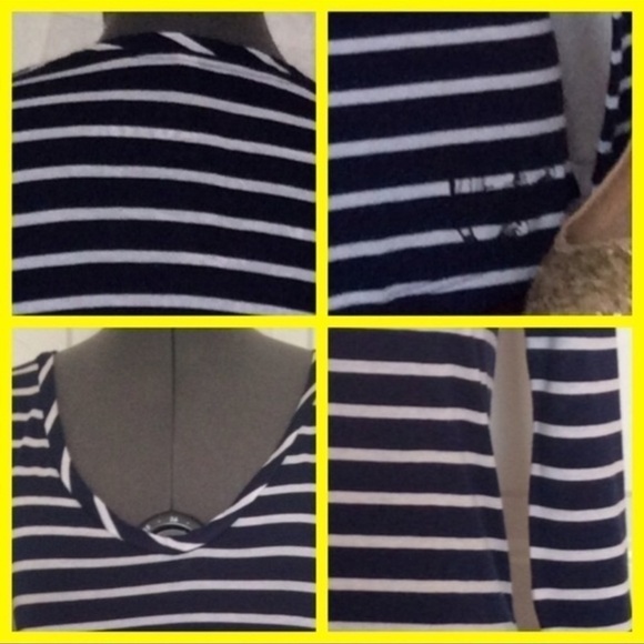 TRUE RELIGION Vintage “World Tour” Blue & Cream Stripe Long Sleeve Tee Size XS - Picture 4 of 9